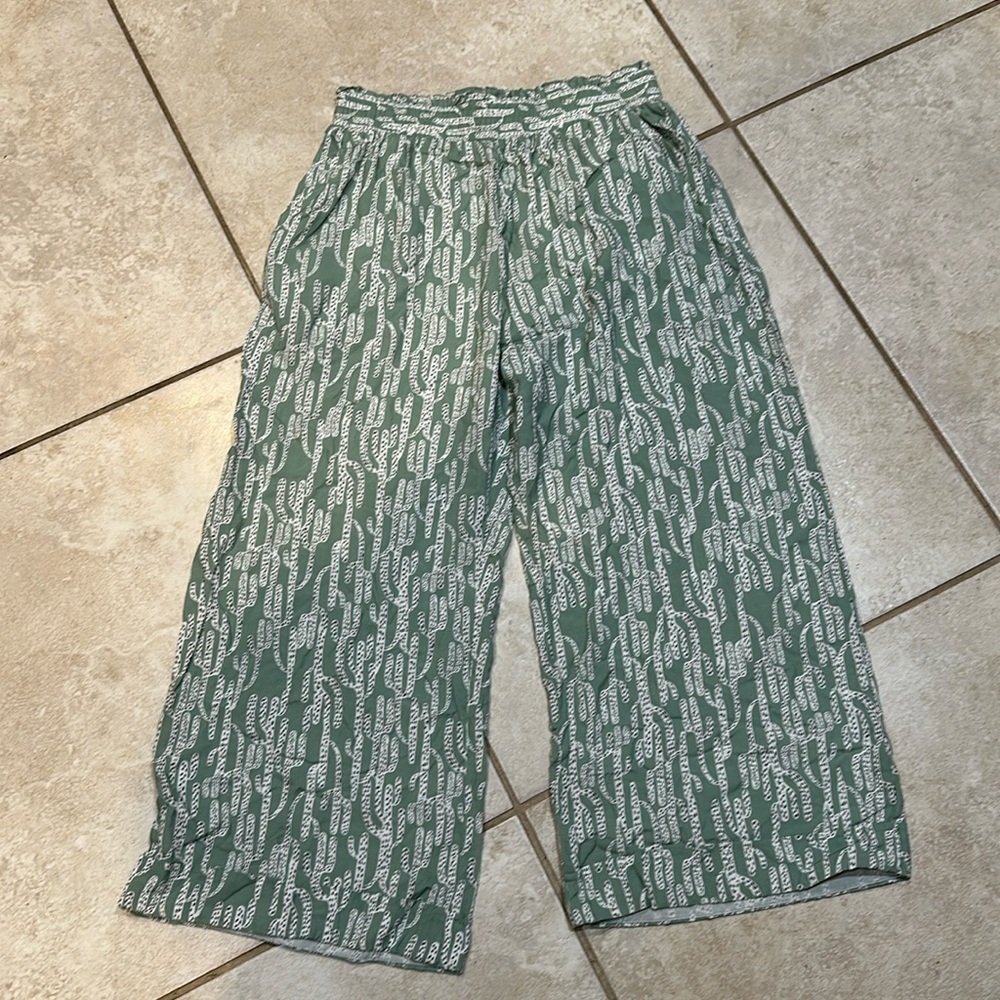 NEW! Shore Brand Cactus Print Cropped Wide Leg Culotte Beach Pants S